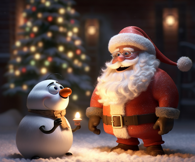 santa claus and snowman